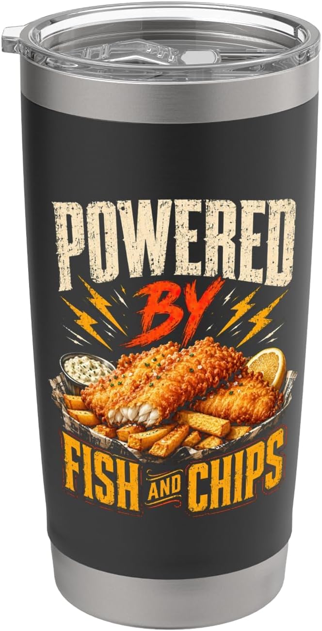 Funny Fish and Chips Saying Humor Joke Gag Foodie Stainless Steel Insulated Tumbler