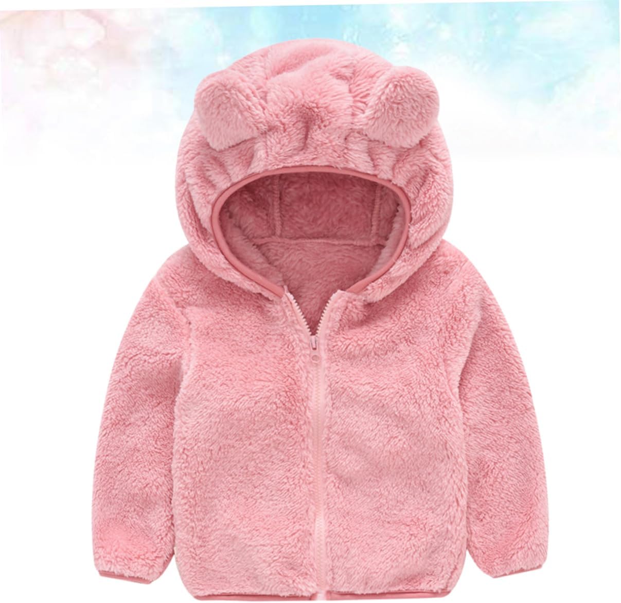LIFKOME Fur Coat Fur Jacket Fur Hooded Coat Children Fur Coat Pink