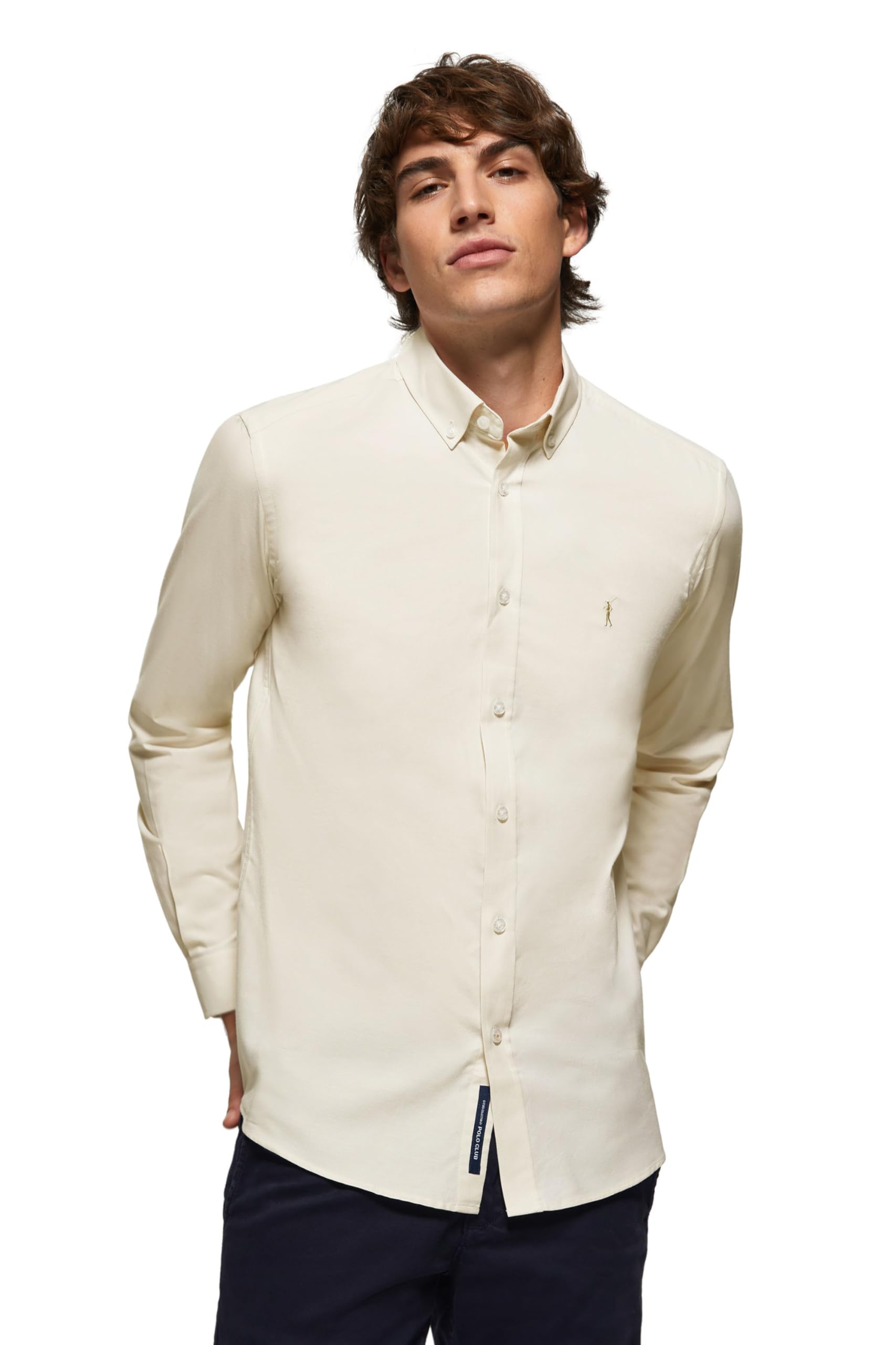 Polo Club Camisa Oxford de Hombre con Logo Bordado 100% algodón