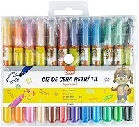 Giz de Cera Retrátil 12 Cores, BRW