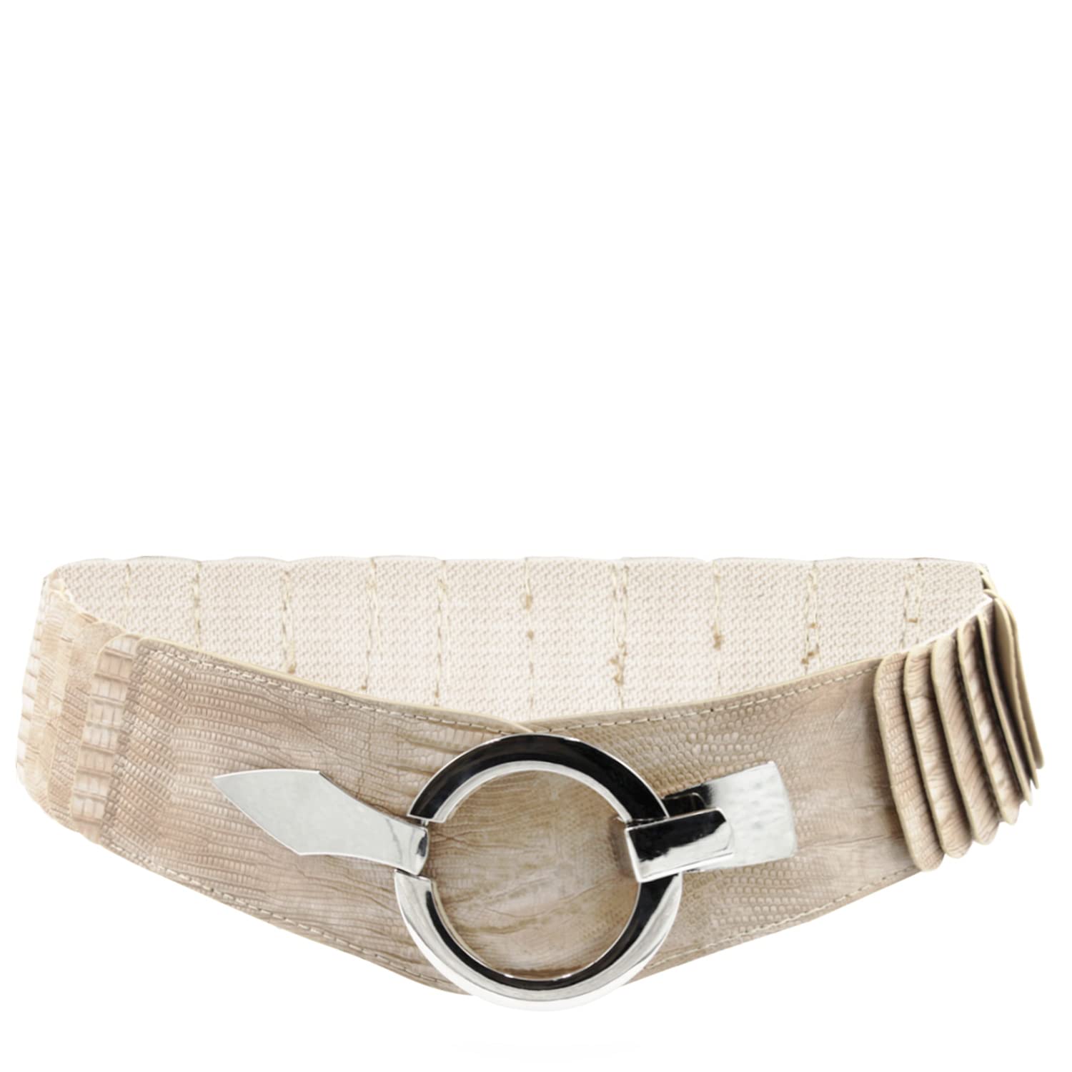 Ceinture Anneau Argenté Ceinture élastique Gloop Femme - 6cm De Large - Fermoir Anneau Argenté - Taille 75-105cm - Polyuréthane Accessoire Mode élastique