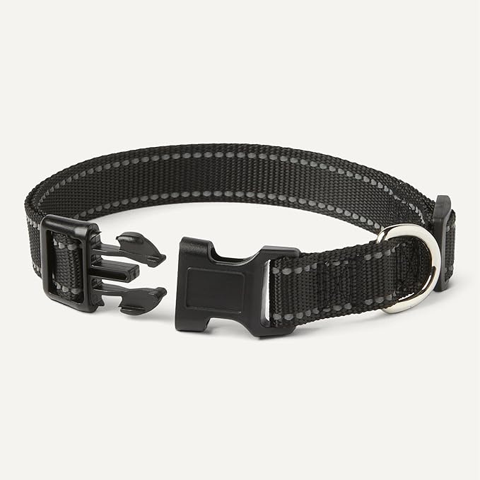 Collar de Poliéster Reflectante para Perro Amazon Basics M Negro miniatura 3