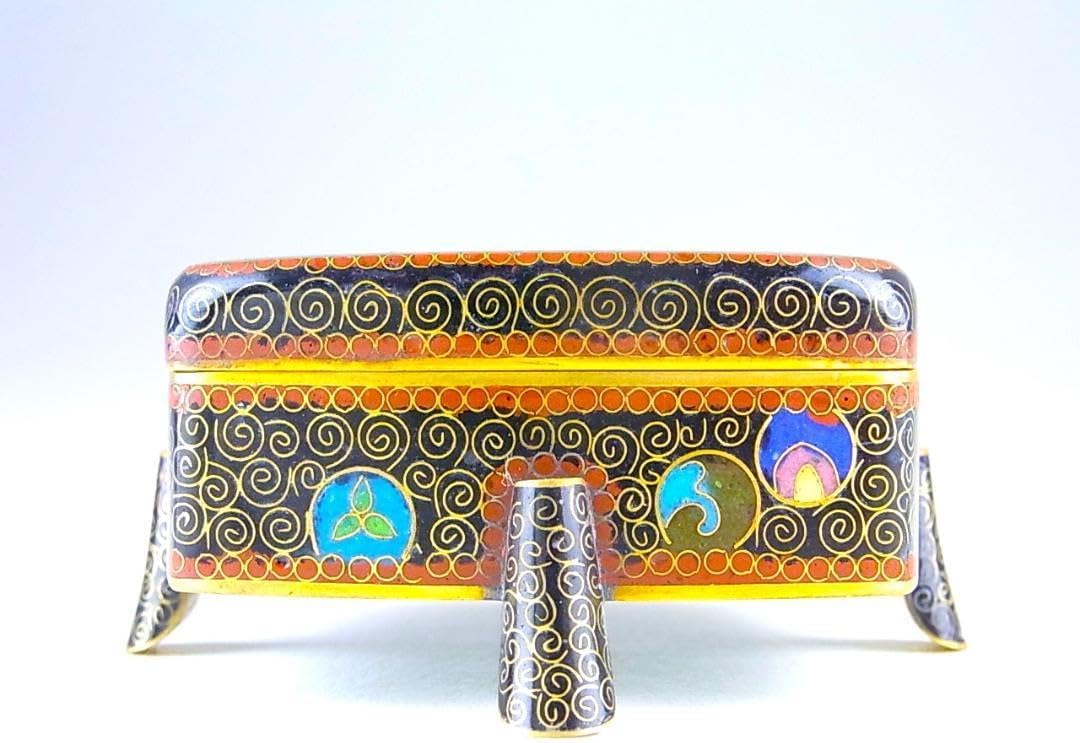 E456 美しき超名品 明治期尾張七宝上手作 黄銅線鳳凰文脚付き