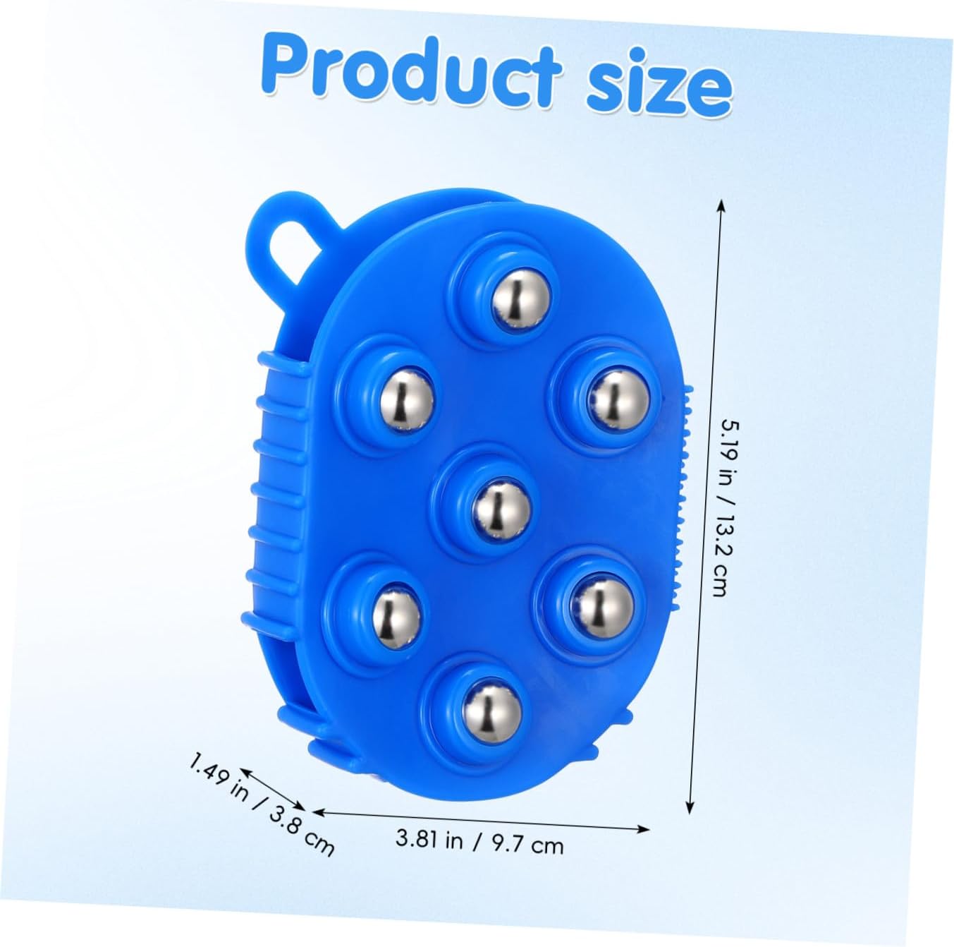 2 PCS Hand Held Massager, Massage Glove with 7 Metal Roller Balls for Body Muscle Relief, 360 Degree Rotating Cellulite Brush for Back Neck Legs, Ergonomic Manual Palm Massager for Bathing, Blue