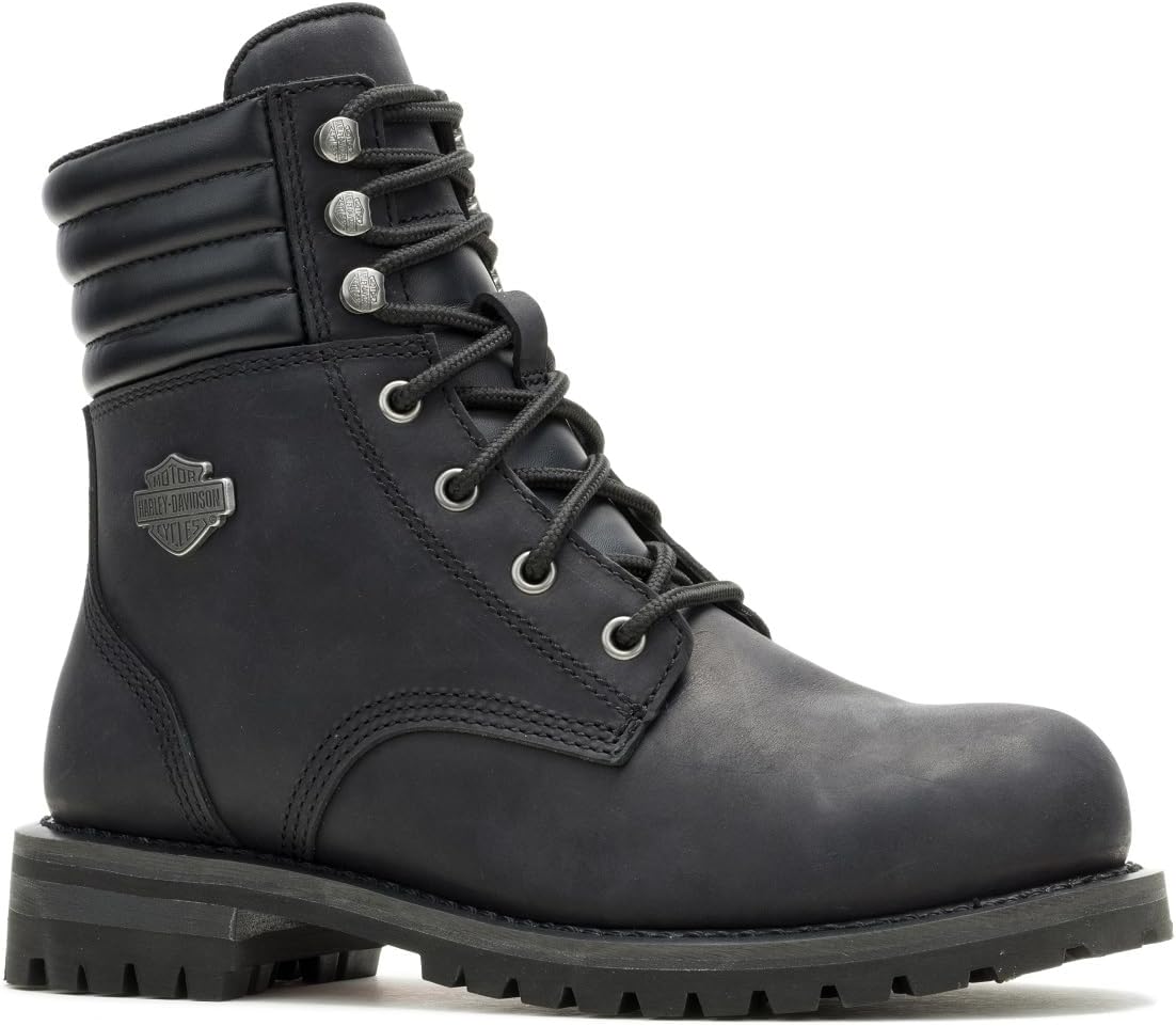 Harley-Davidson Women's Gynger Lace Safety Toe Black Motorcycle Boots, D84845