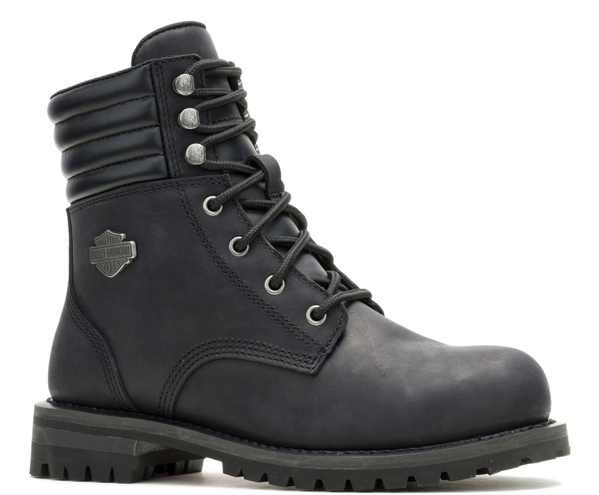 Harley-Davidson Womens Gynger Lace Safety Toe Black Motorcycle Boots D84845