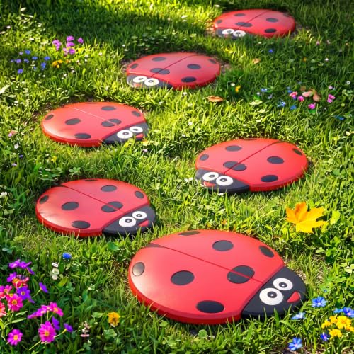 Landical 6 Pcs Stepping Stones, Walkway Decorative Stone, Ladybug