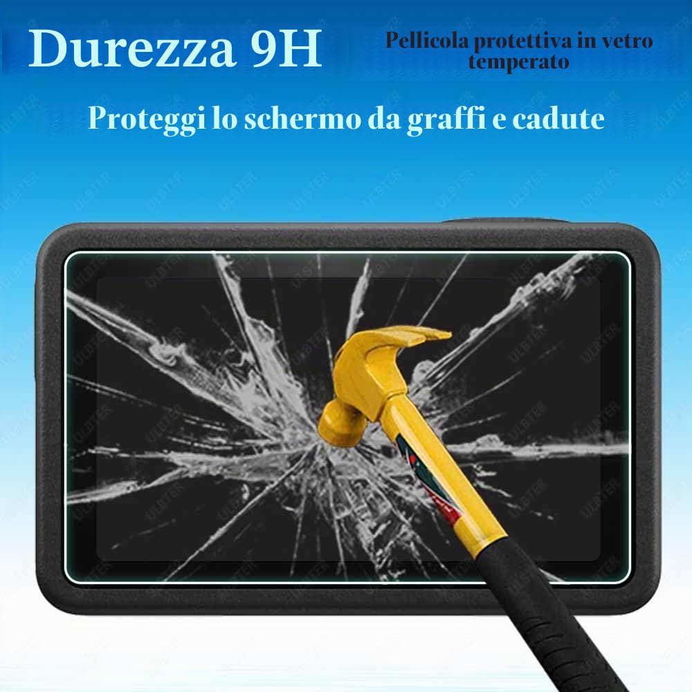 ULBTER Pellicola protettiva per DJI Osmo Action 5 Pro, vetro temperato 0,3 mm, durezza 9H, 2+6 pezzi