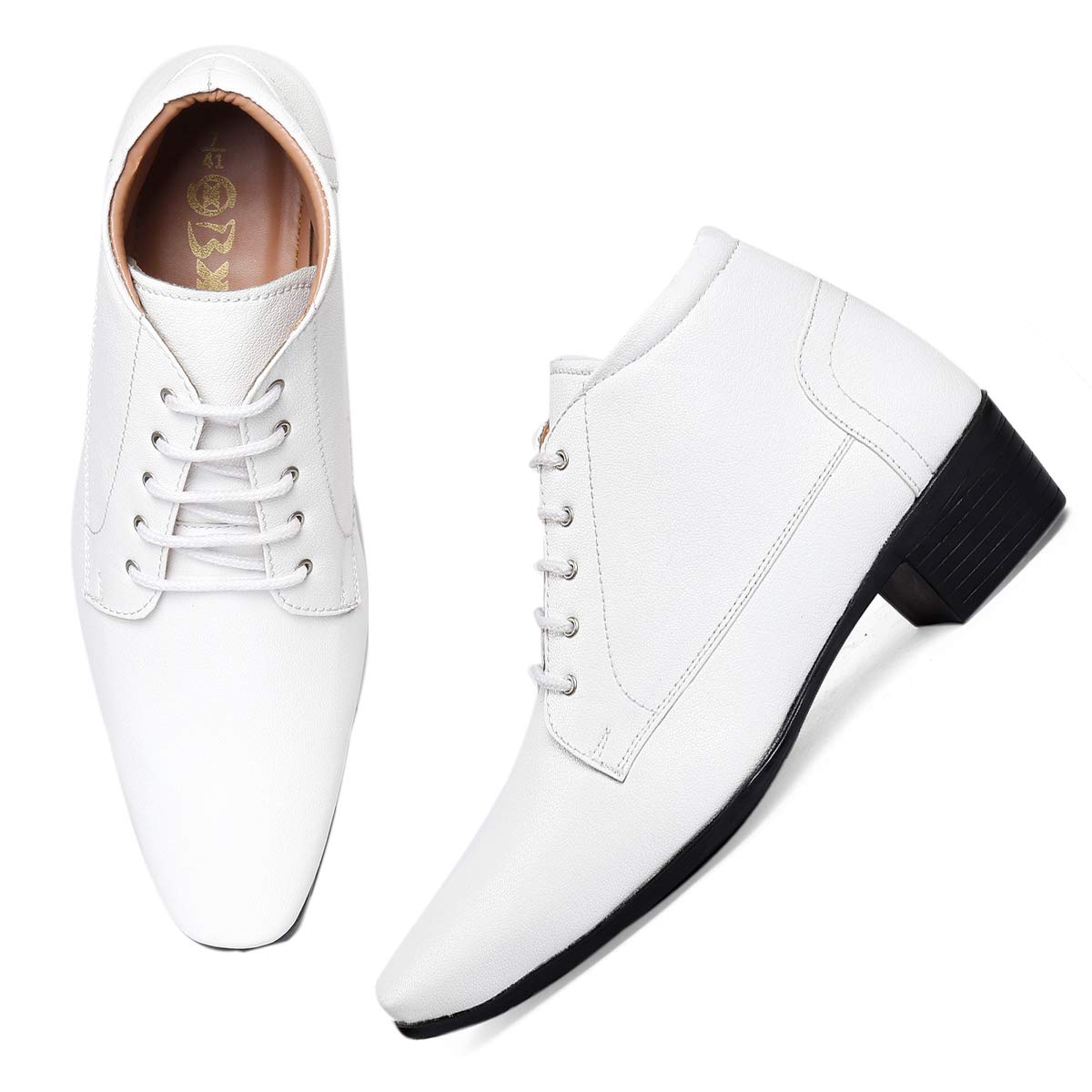 BXXY Mens 2" Height Increasing Synthetic Material White Formal Derby Shoes with Pu Sole..- 5 UK (B0CKF1NHGN) Amazon Price History, Amazon Price Tracker