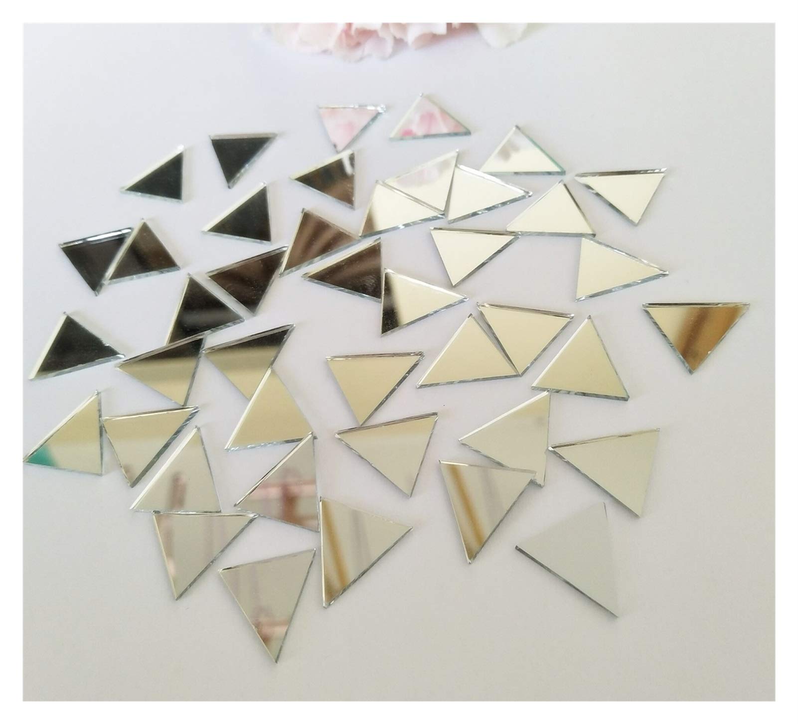 Azulejos de Mosaico Conjunto de 200pcs 1/2"Triangle Espejo MISAIC MISAIC Tile, Accesorio Triangular Real Vidrio Espejo DIY Crafts Accesorio (Color : Silver Mirror)