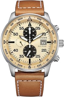 Citizen Aviator Chrono Armbanduhr für Herren, Beige und Braun, CA0880-15X