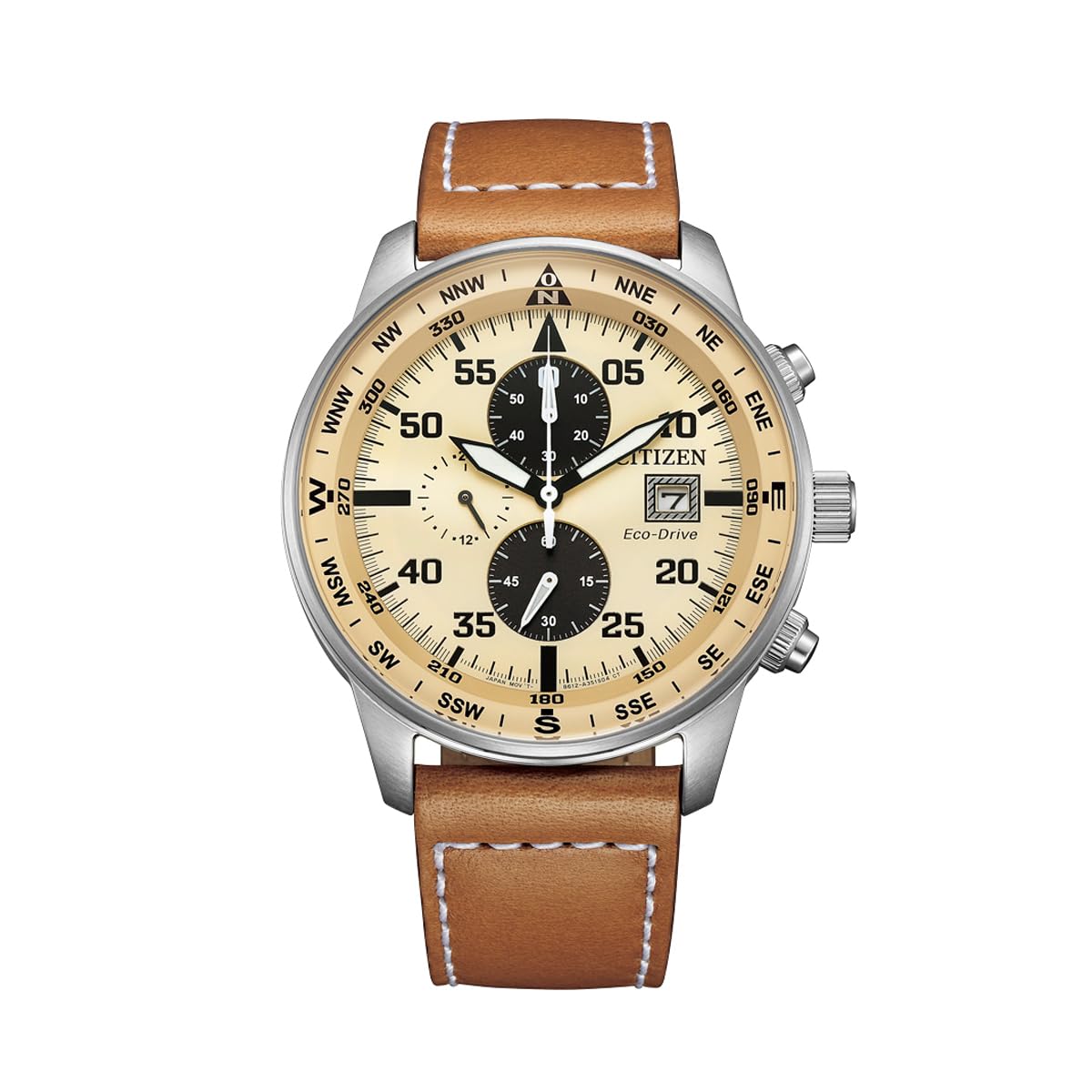 Citizen Aviator Chrono Armbanduhr für Herren, Beige und Braun, CA0880-15X