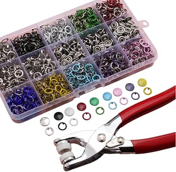 Sewing Kit with 200PCS Metal Buttons 2026 New Sewing Kit with Metal Buttons, Manual Pliers Tool Included, Button Installer for Clothing, for DIY Crafts Sewing Fabric Clothes Bag Jean