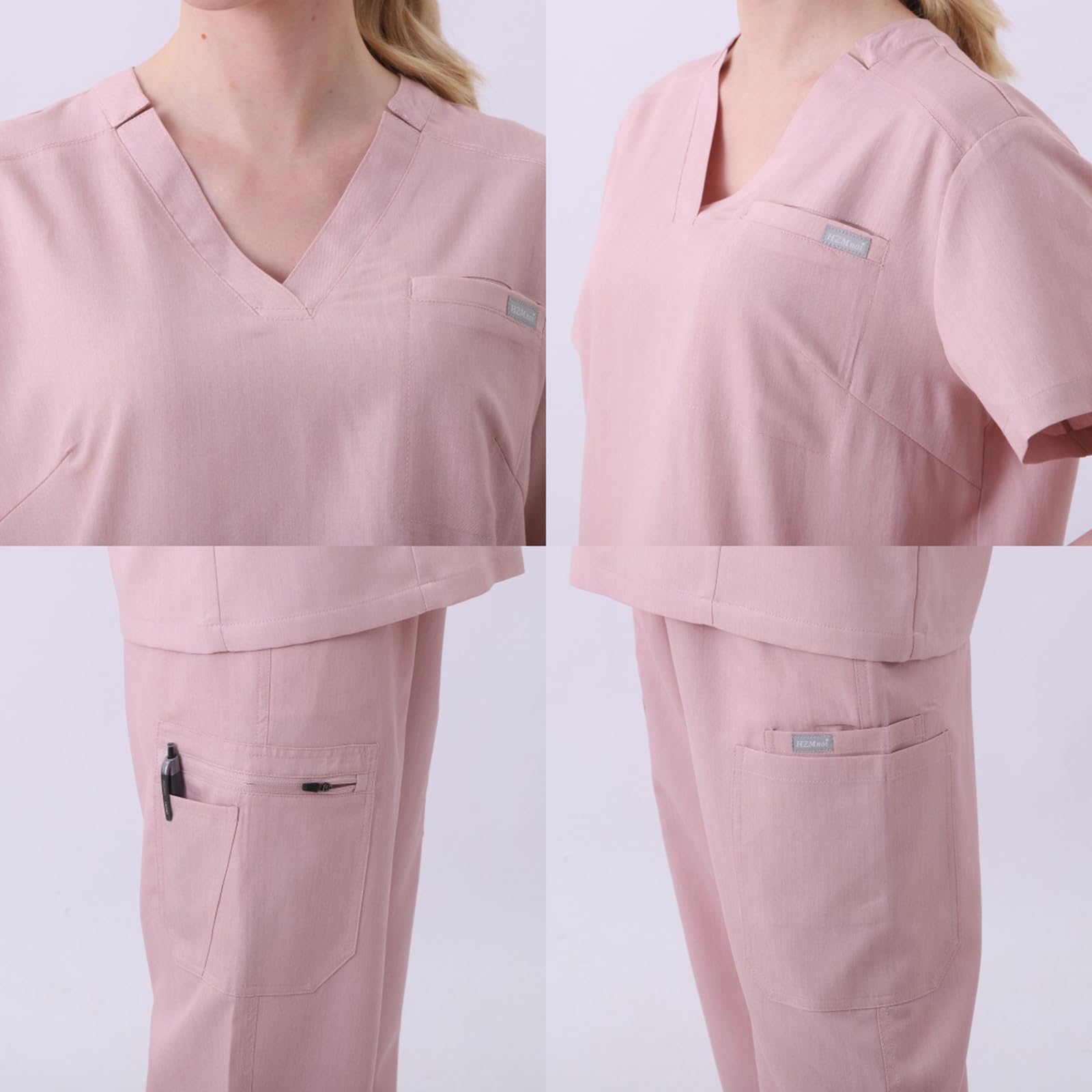 Uniforme Infermieri, Uniforme Medica con Maglia e Pantaloni Scollo a v Maniche Corte Uniformi Sanitarie per Infermieri Medici Chirurghi Terapisti Dentisti,Viola,XXL