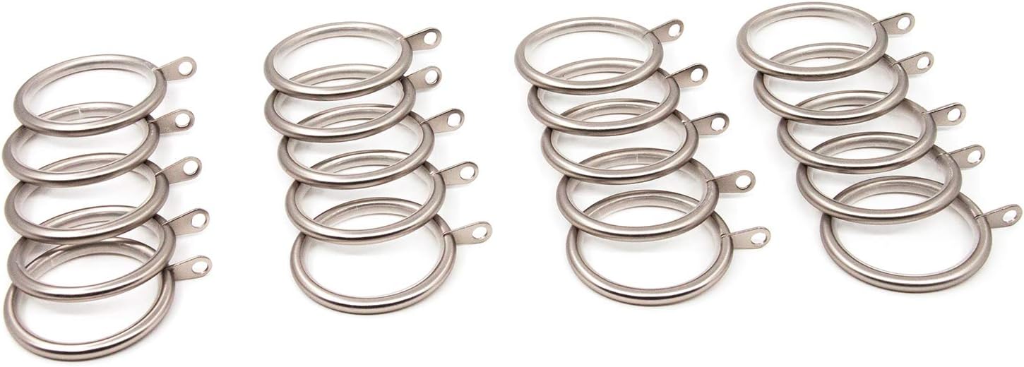 20 PCS Metal Curtain Rings, 1.77 Inch Internal Diameter, Curtain Rod Rings for Drapes with Eyelets, Silent Glide, Brushed Nickel