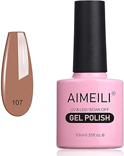 AIMEILI Soak Off U V LED Hema Free Nude Gel Nail Polish Cruelty Free Vegan Nail Gel - Stella Anethum (107) 10ml