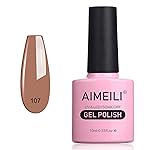 AIMEILI Soak Off U V LED Hema Free Nude Gel Nail Polish Cruelty Free Vegan Nail Gel - Stella Anethum (107) 10ml