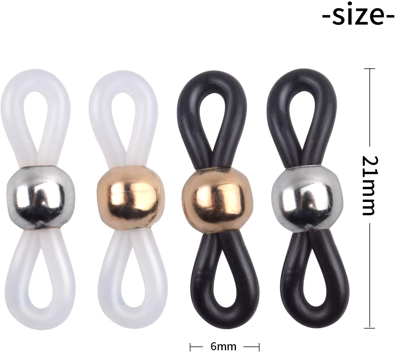 Aylifu 40 Pieces Rubber Adjustable Eyeglass Chain Ends Eyeglasses Strap Holder Spectacle Chain Loops for Eyeglass Chain, 4 Colors