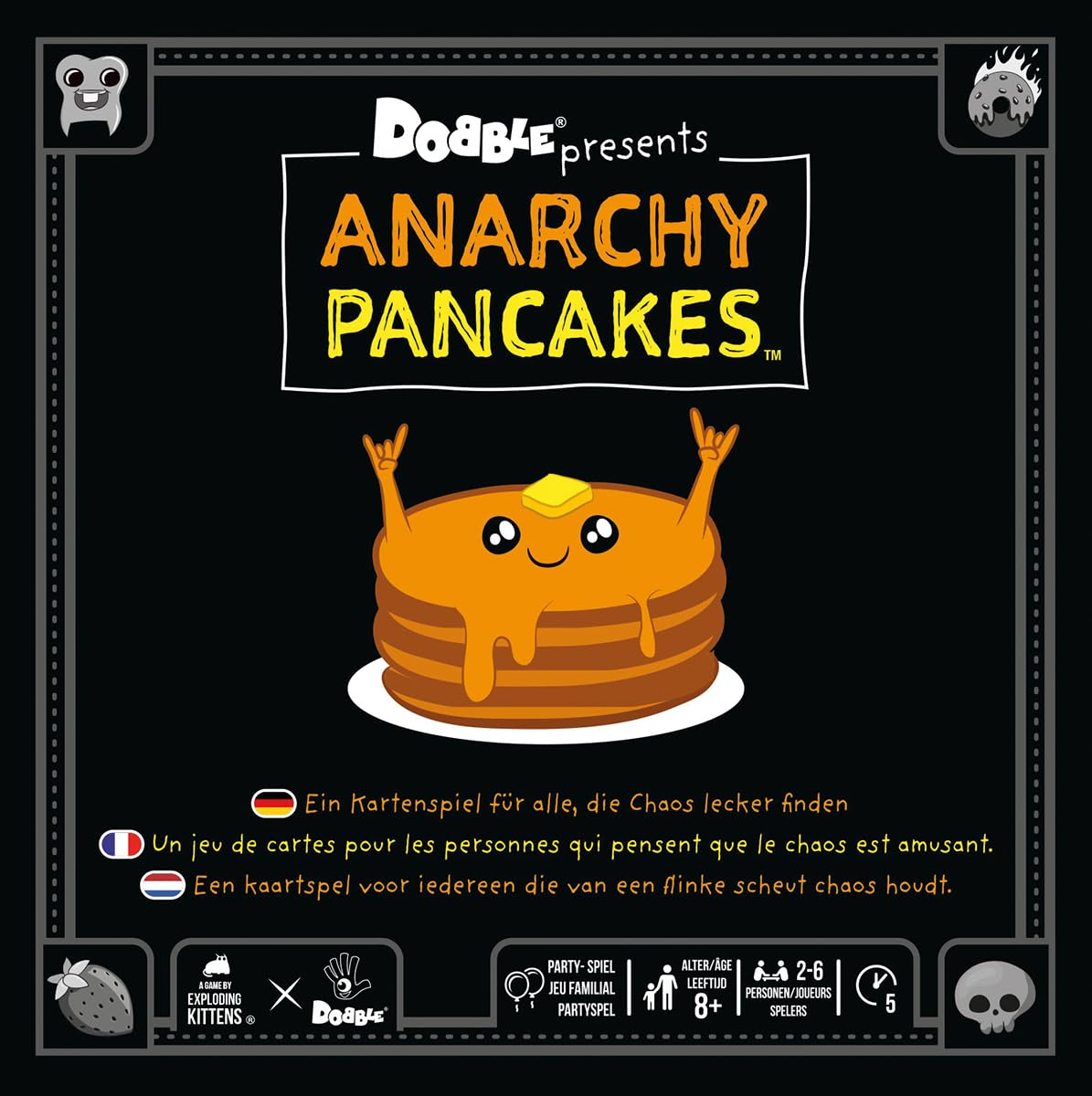 Asmodee Zygomatic, Dobble Anarchy Pancakes, Party Game, Card Game, 2-6 Players, From 8+ Years, 5 Minutes, German, Multilingual, 4. 62 Karten, ZYGD0039