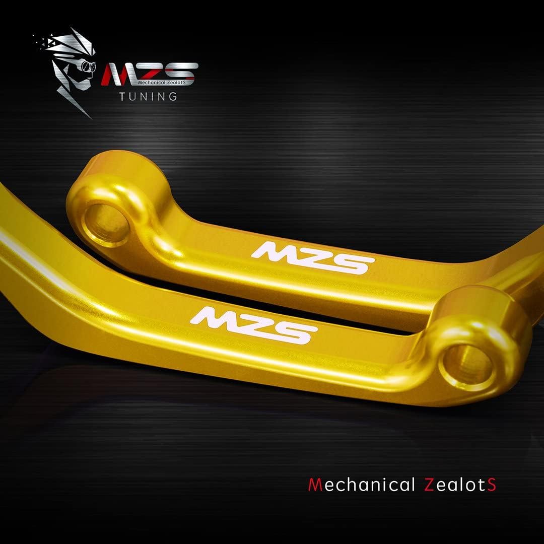 MZS Gold Dirt Bike Brake Clutch Levers Pivot Adjustable CNC Compatible with KX65 2000-2026 / KX85 2001-2025 / KX100 2001-2021 / KX125 2000-2005 / KX250 2000-2004 / KX250F 2004