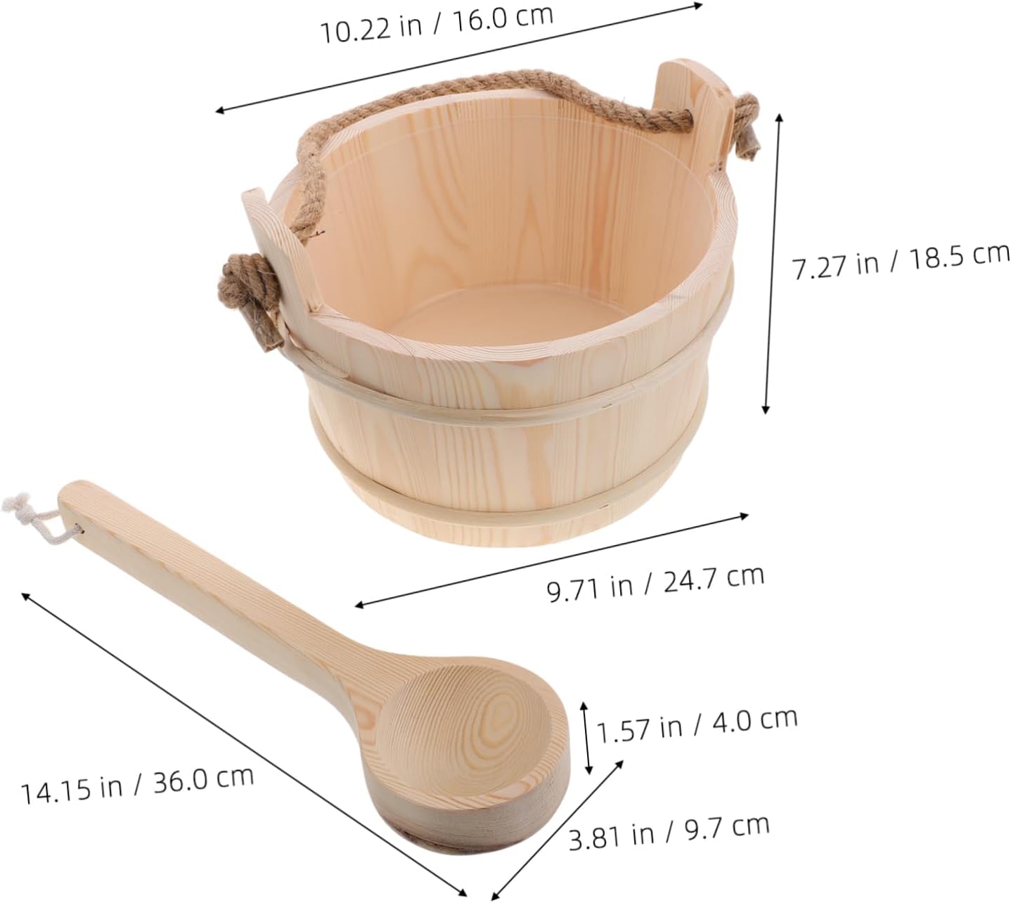 LIFKOME Wooden Sauna Bucket and Ladle Set Portable Spa Accessories for Steam Room Watering for Showers and Relaxation Includes Handle for Easy Carrying