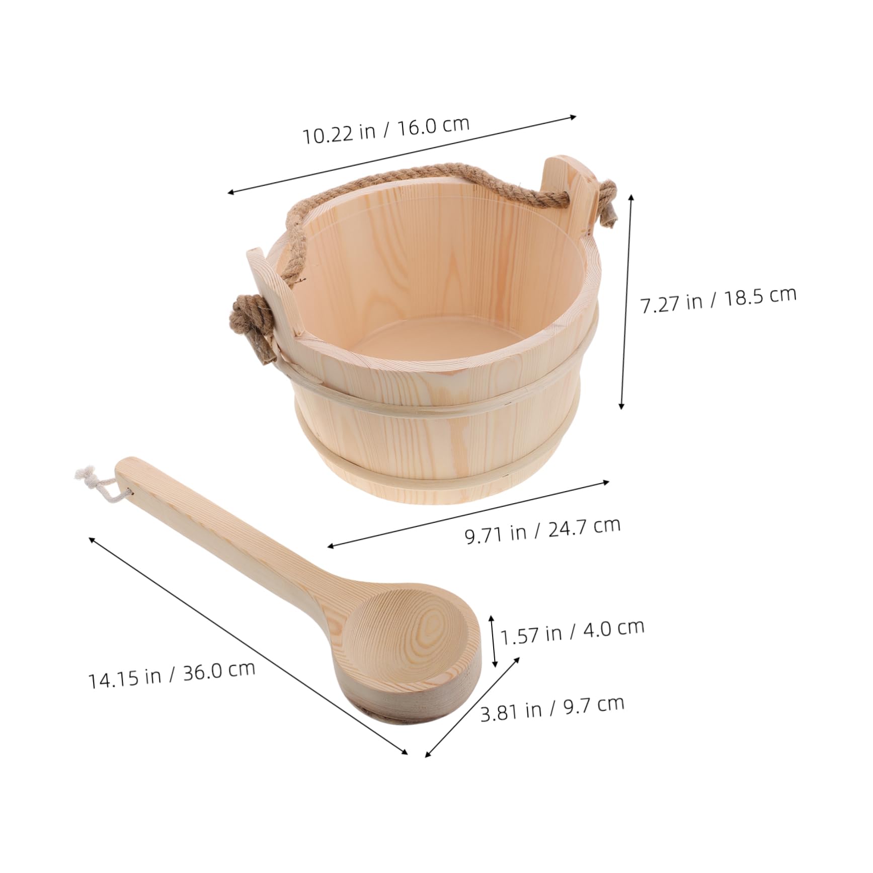 iplusmile Secchio in Legno per Sauna Mestolo, Kit Beige per Spa