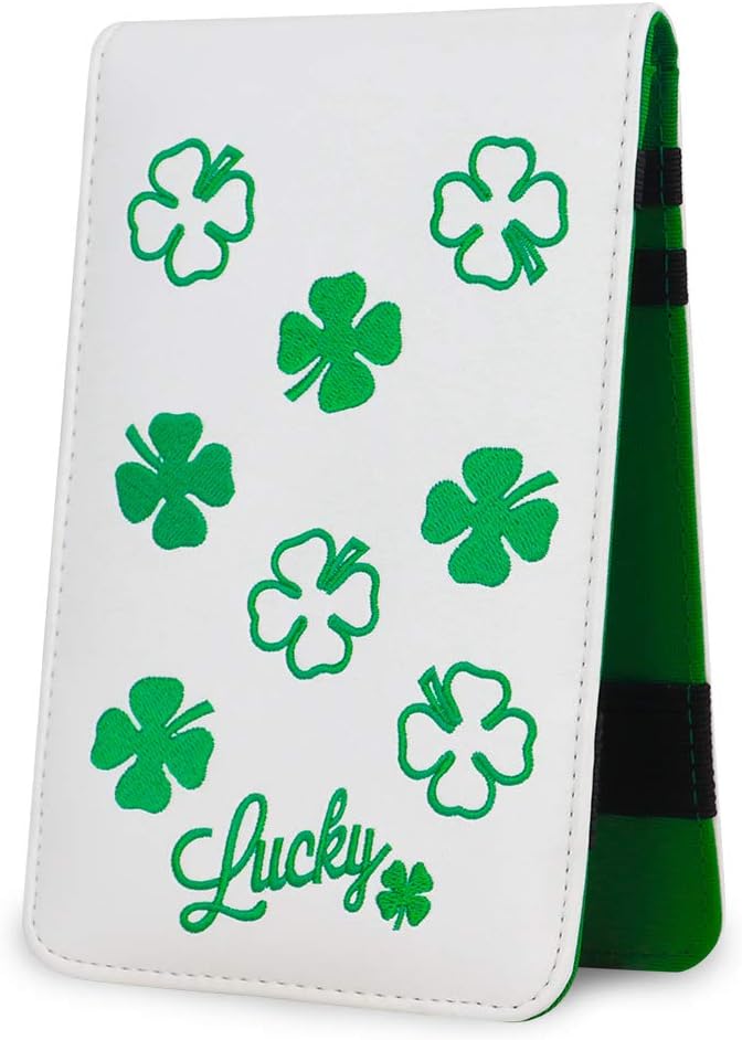 BIG TEETH Golf Scorecard Holder Yardage Book Cover Golf Scorecard Book, Lucky Clover Golf Accessories, Golf Yardage Book Cover with a Free Pencil Fits Your Back Pocket