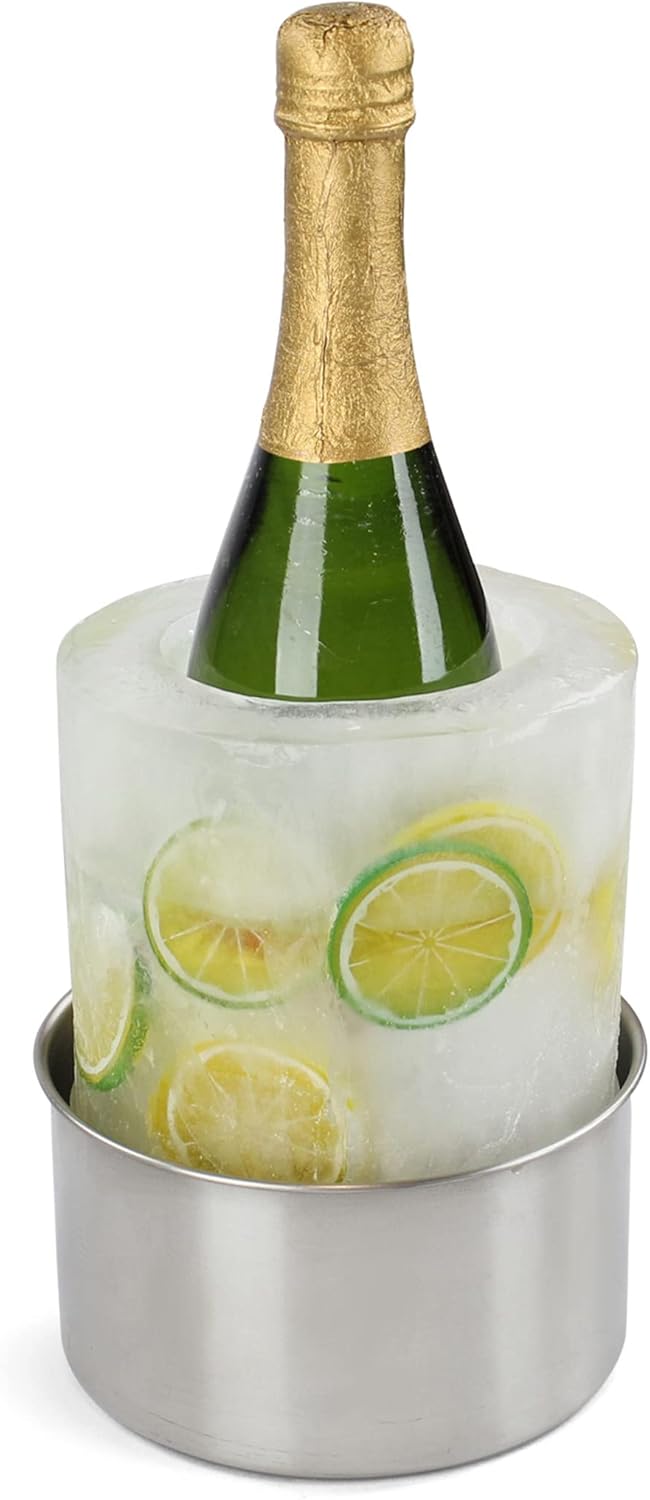 Potted Pans DIY Wine Chiller Ice Mold with Stainless Steel Wine Chiller Drip Tray