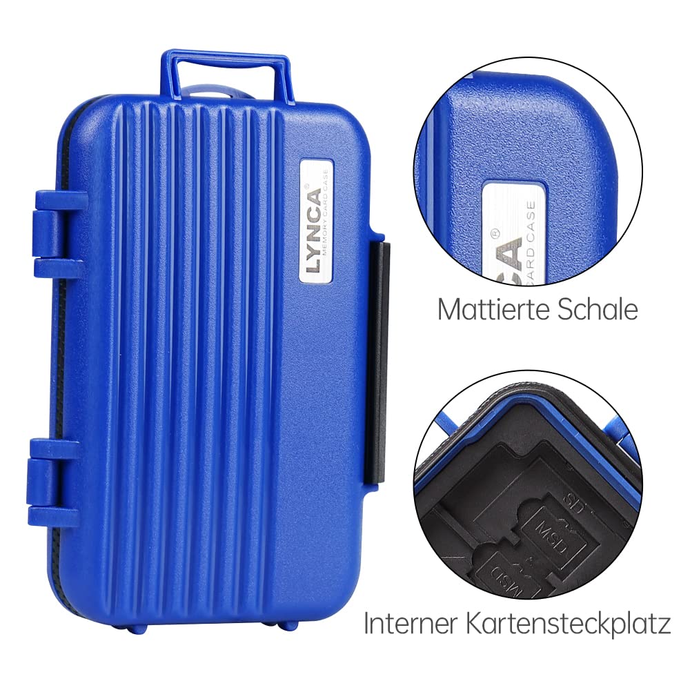 LYNCA Custodia per schede di memoria, custodia per schede SD, impermeabile, anti-shock, impermeabile, per 8 schede SD, 4 schede CF, 12 schede Micro SD/TF (blu)