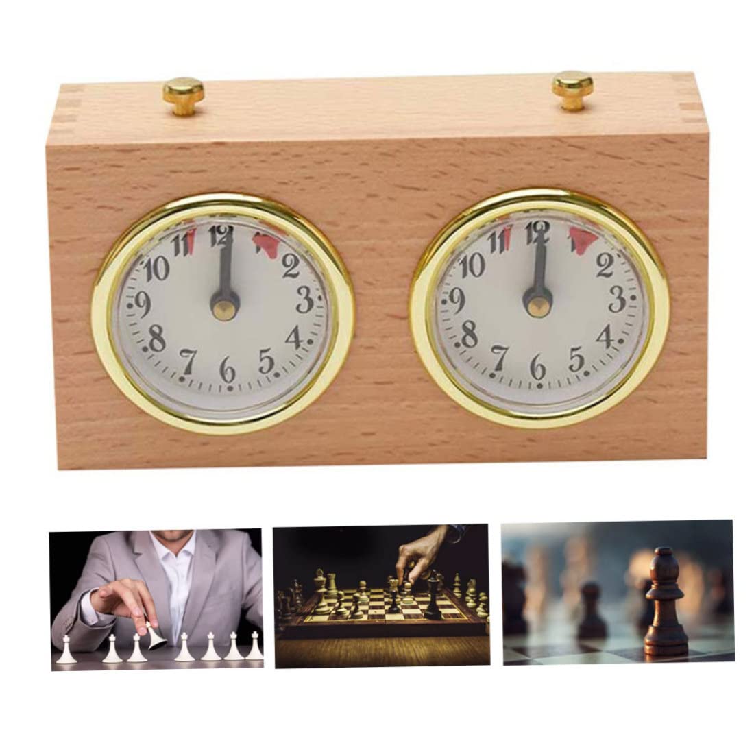 Zegar szachowy zegar szachowy drewniany analogowy gra mechaniczny timer odliczanie w górę w dół na zawody, zabawki