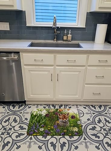 Miniatura 3 de Caroline's Treasures CDCO0464RUG April Fox by Debbie Cook - Tapete de espuma viscoelástica lavable a máquina, tapete de baño antideslizante,