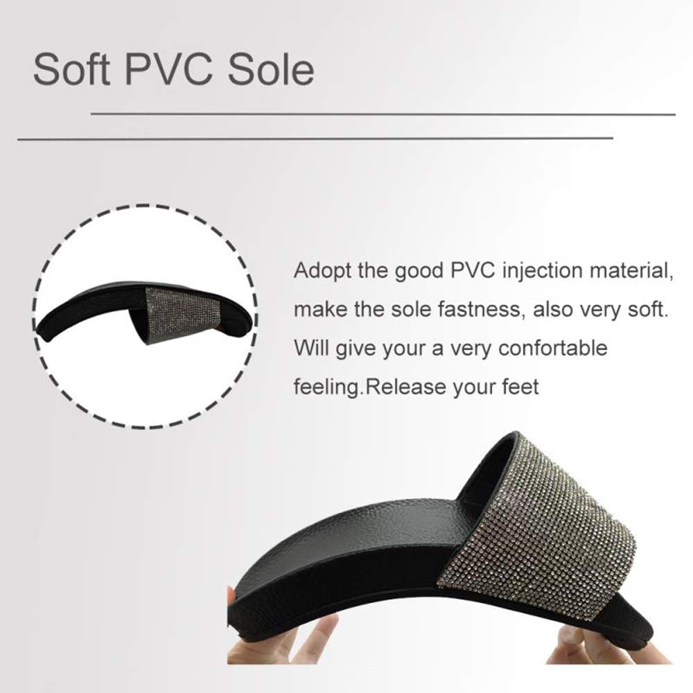 FUNKYMONKEY Women's Slides Rhinestone Glitter Slip On Footbed Platform Sandals