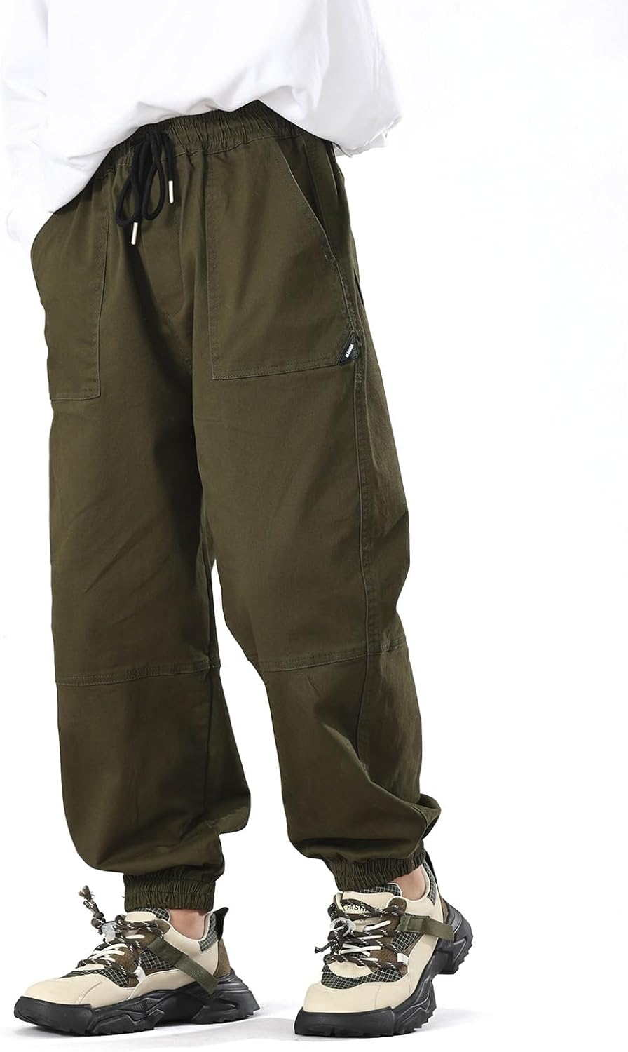 MINI PANDA Boys Stretch Pull On Jogger Pants,Twill Chino Pants for Kids