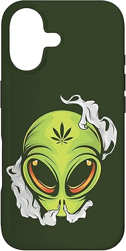 Alien UFO Cannabis Marijuana Weed Hemp THC Ganja Gift Case for iPhone 17