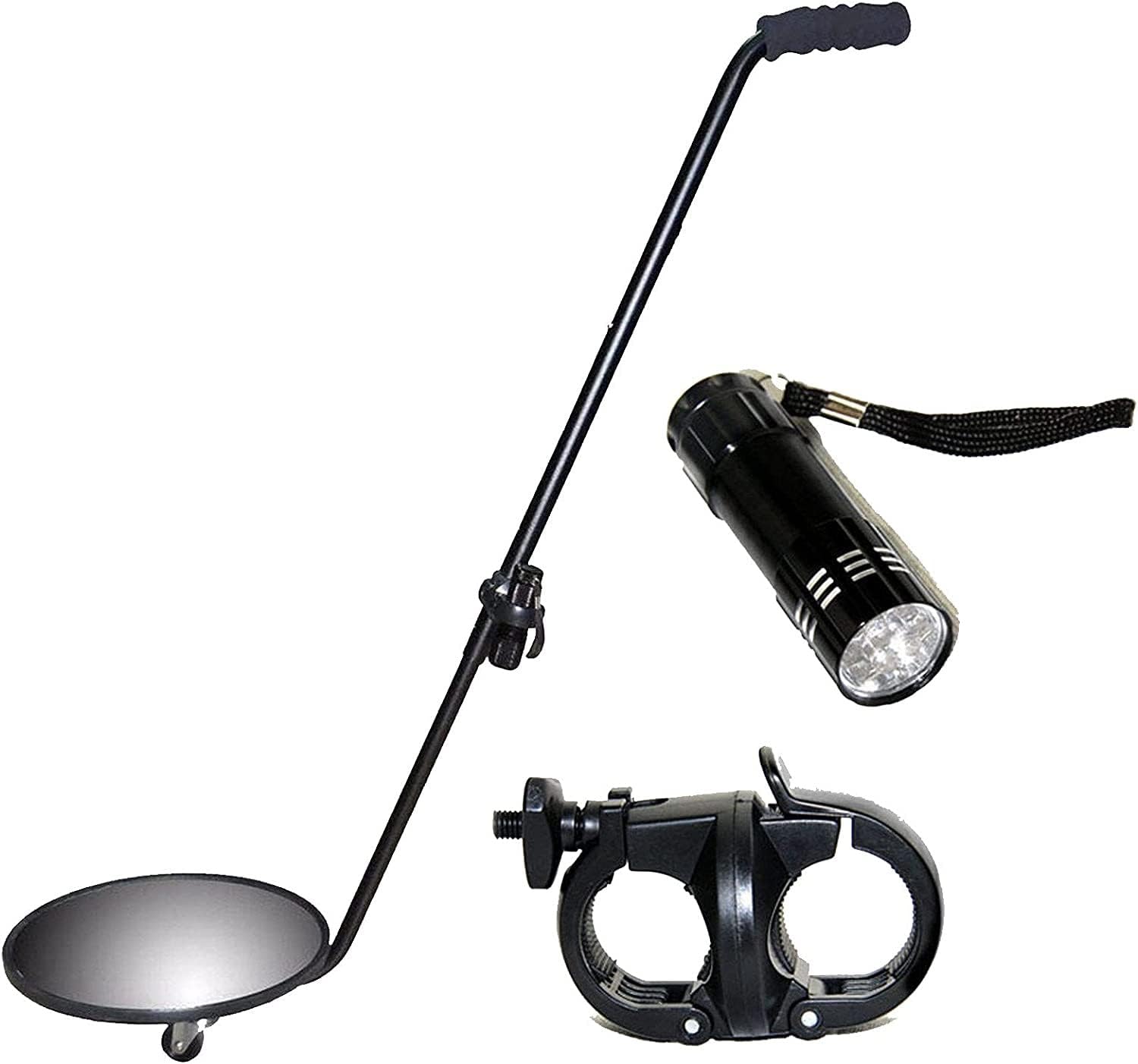 Vehicle Inspection Mirror Under Vehicle Inspection Mirror 12in Diameter with Wheels&Telescoping Handle,Led Light, for Car Workshops, Mechanics, Inspectors,Mechanics