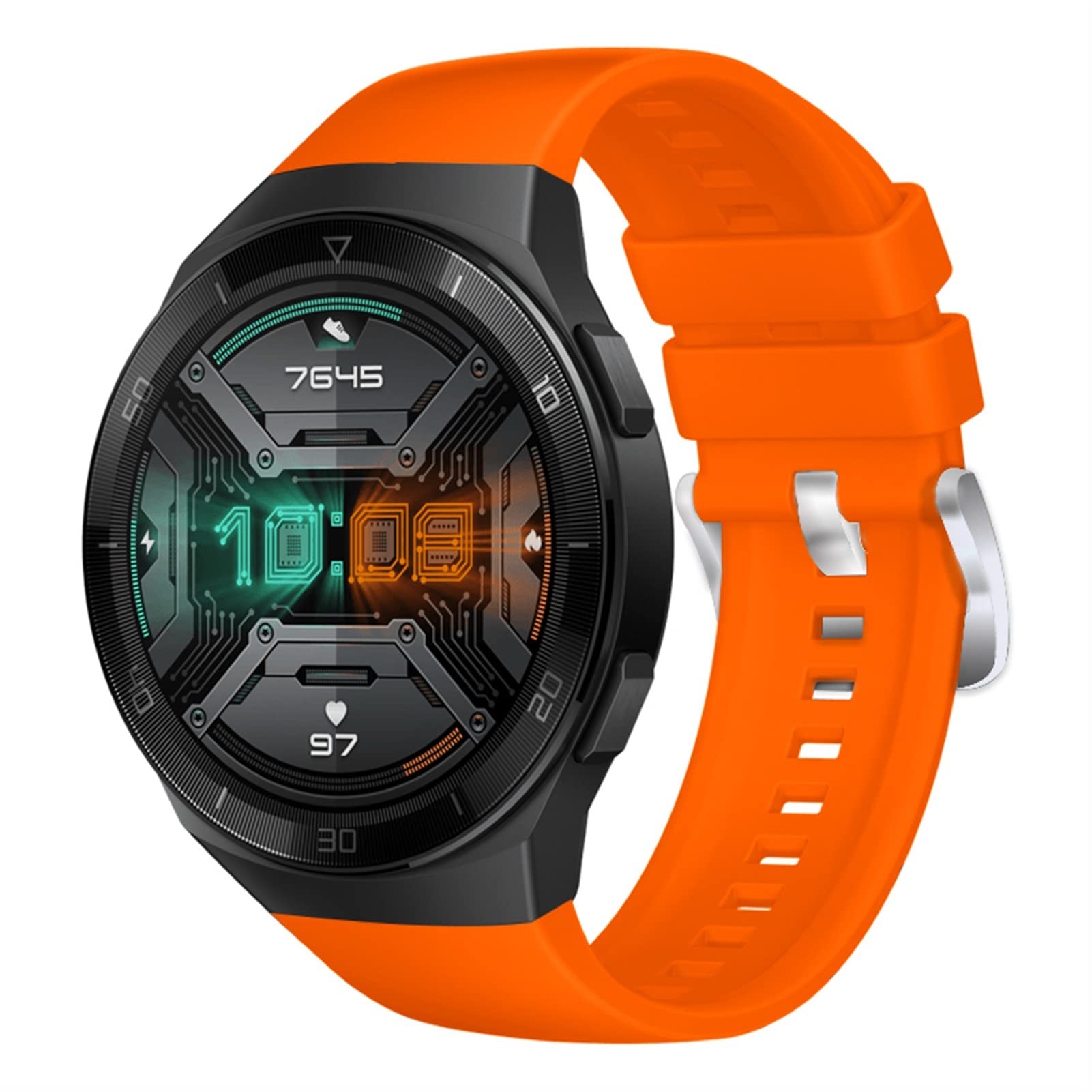 Bracelet de montre original en silicone 22mm orange de rechange pour Huawei Watch GT 2e