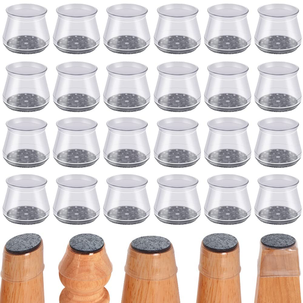 Chair Leg Floor Protectors 20Pcs, Chair Leg Covers,Felt Bottom Soft Silicone Furniture Foot Protector Pads, Free Moving Chair Leg Caps to Protects Floor to Prevent Scratches Noise