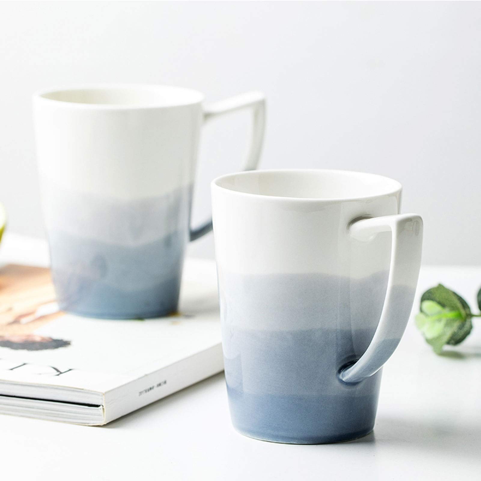 Taza de café, Taza de té, Taza de Color Degradado, Taza de café con Mango en Forma de Taza de Desayuno, Taza de Oficina en casa (A)