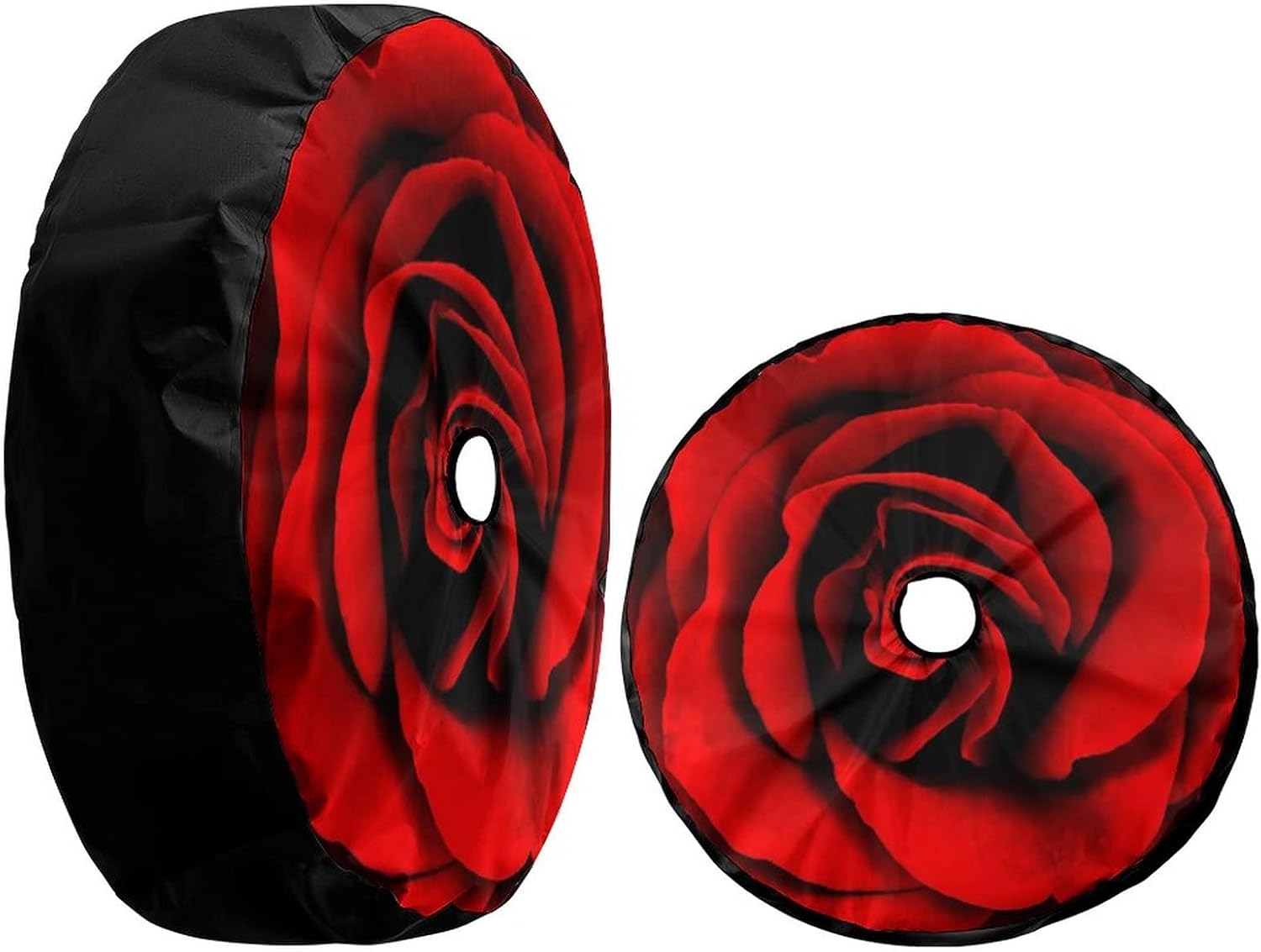 KiuLoam Vibrant Red Rose Flower Spare Tire Cover with Backup Camera Hole Universal Sunscreen Waterproof Wheel Covers for Trailer RV SUV Truck and Many Vehicles (17" for Diameter 31"-33")