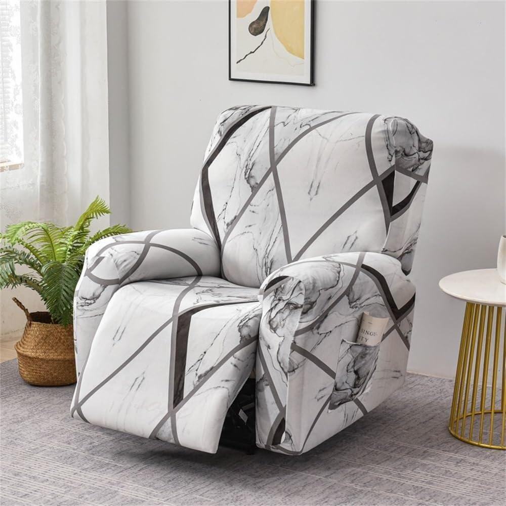 WWQQKJ Recliner Electric Chair Covers with Pockets 4 Pieces Floral Stretch Recliner Sofa Slipcovers Non Slip Reclining Sofa Cover