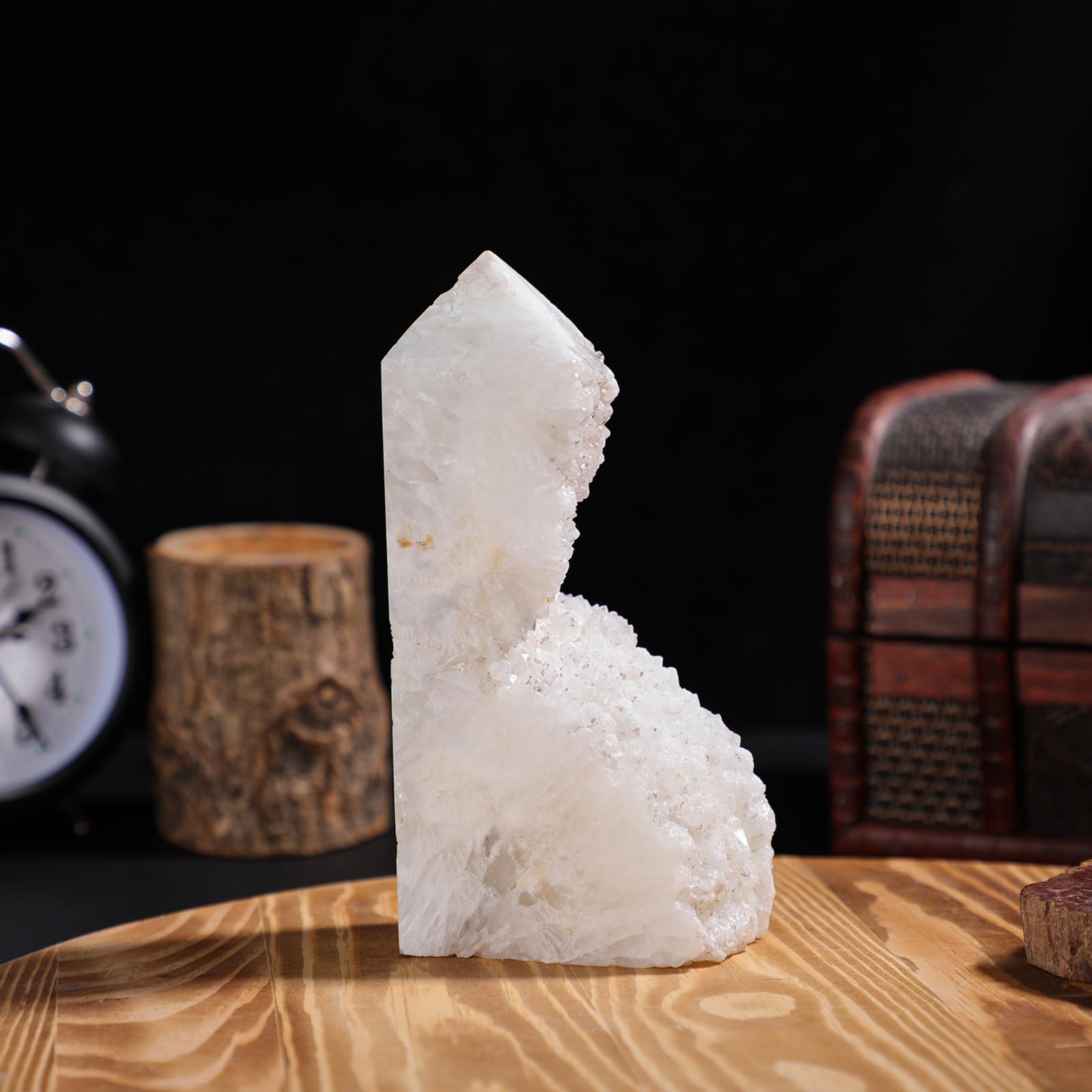 KYEYGWO Natürlicher Bergkristall Druse Rohsteine Unregelmäßiger Quarzkristall Cluster Specimen Reiki Heilstein Meditation Home Decor, 401g-500g