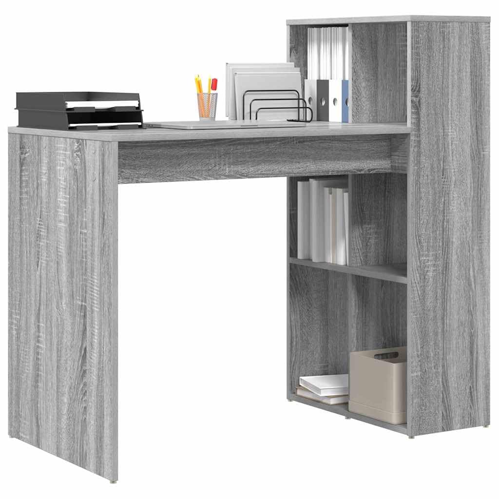 Scrivania grigio sonoma in legno ingegnerizzato 108x55x103,5 cm con ripiano e cassetto per postazione lavoro studio computer pc gaming ufficio casa smartworking