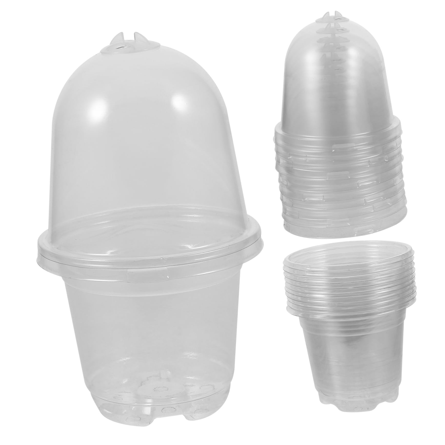 INOOMP 20sets Vasi Da Giardino Con Copertura Umidificatrice Vasi Per Piante Trasparenti Con Drenaggio e Design Moderno Per Casa e Giardino