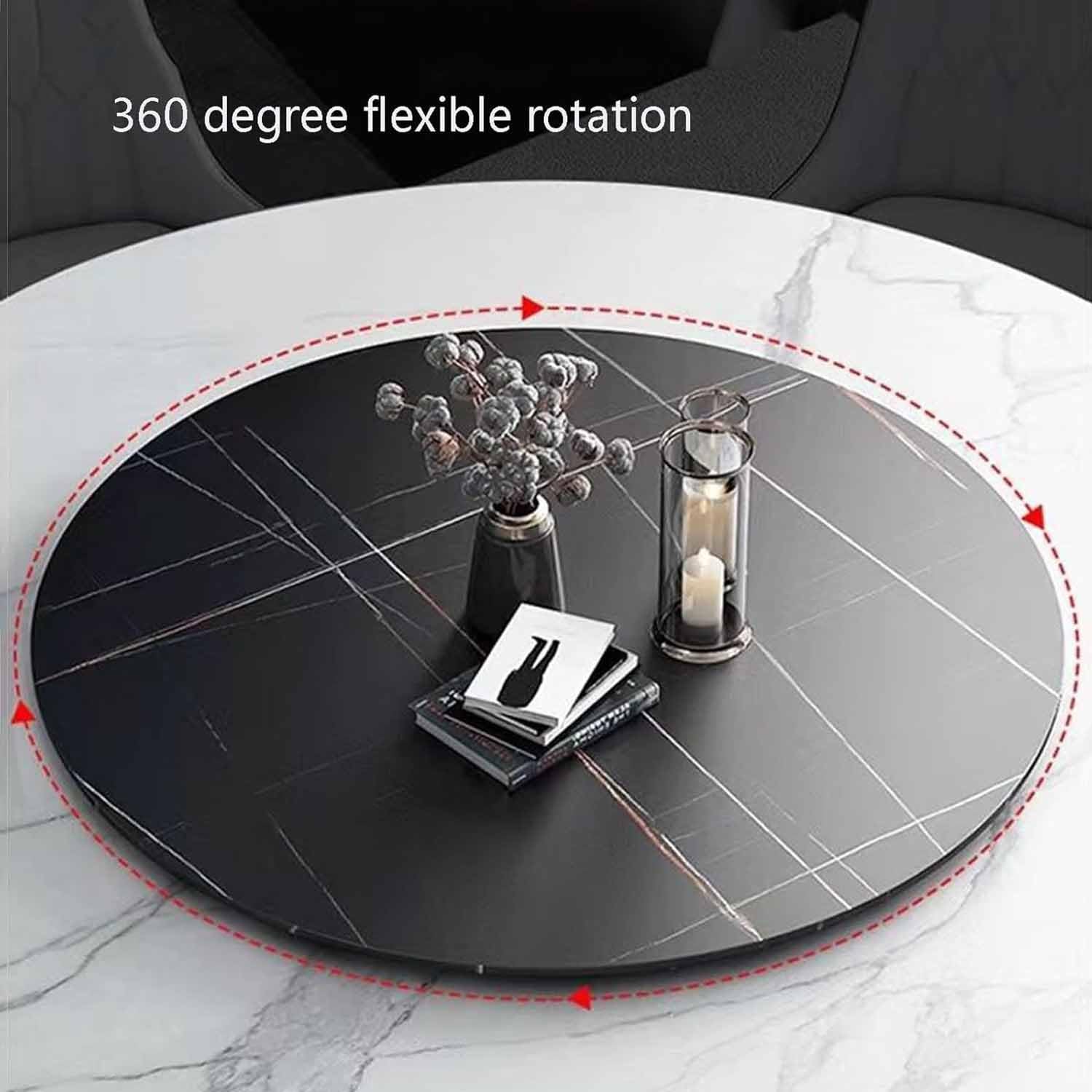 Gramofon z teksturą marmuru 61 cm do 100 cm obrotowa taca do serwowania na stół jadalny, centralny element, gładka obrotowa taca ze spiekanego kamienia (naturalna 60 cm)