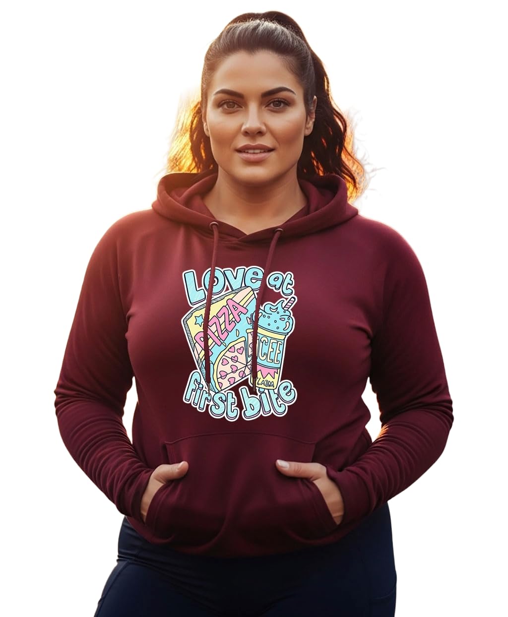Women's Cotton Fleece Maroon Full Sleeve Graphic Printed Plus Size Hooded Sweatshirt | 2XL, 3XL, 4XL, 5XL Hoodies for Womens Winter Wear | 753-image-40