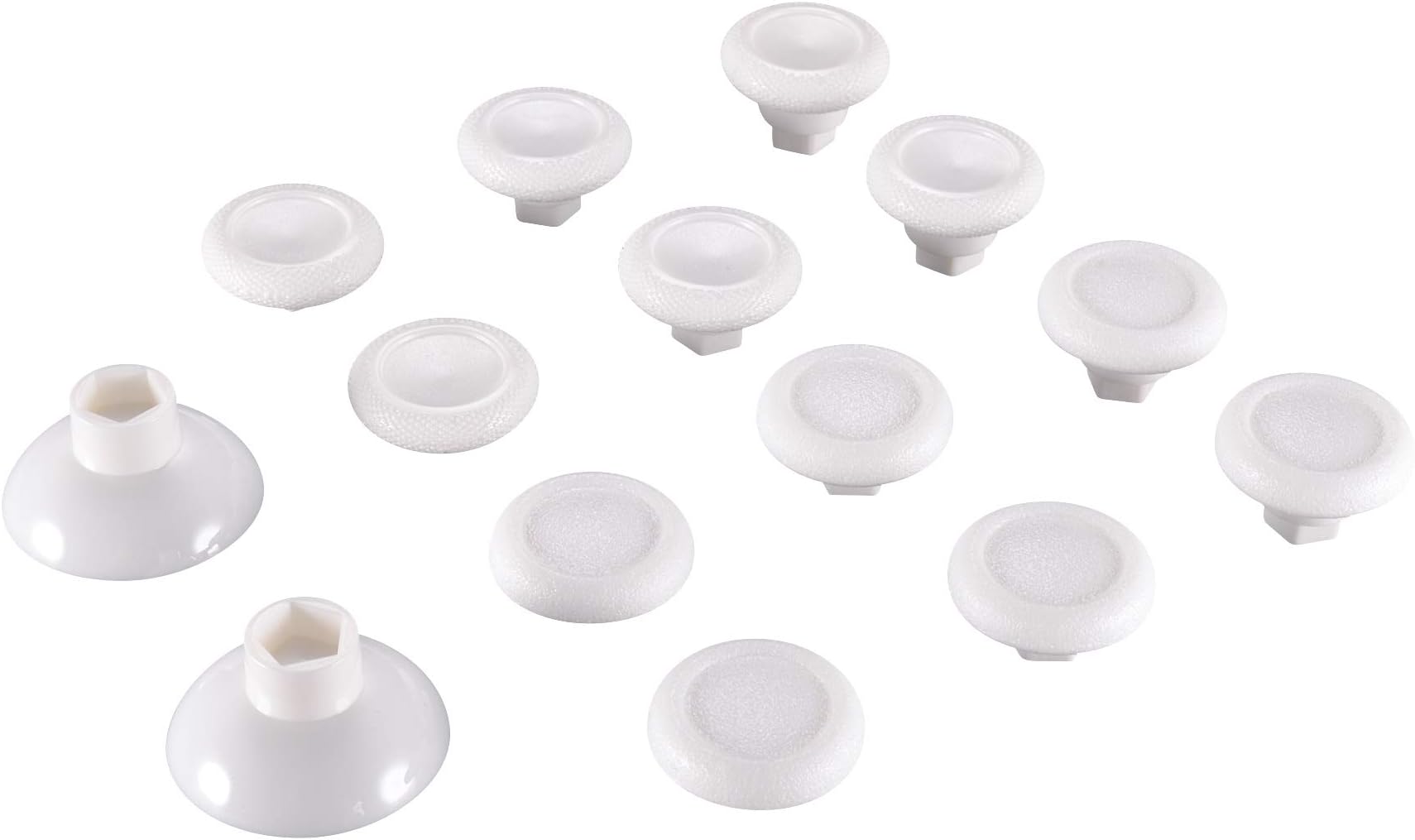 eXtremeRate White Plastic Bottom Removable Thumbstick Joystick for ps4 Slim Pro Controller, Replacement Parts Adjustable Height Analog Thumb Stick for Xbox One S X Elite Controller