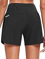 Baleaf Women's 5" High Waist Running Shorts with Liner, Zipper Pockets - Quick Dry Workout Gym Athletic Shorts