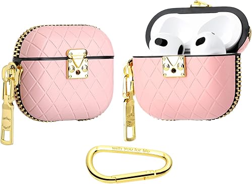 Miniatura 1 de WEISHIJIE - Funda para AirPods 3, funda de cuero para AirPods 3, funda de cuero genuino para AirPods 3 con patrón de cocodrilo y llavero de metal