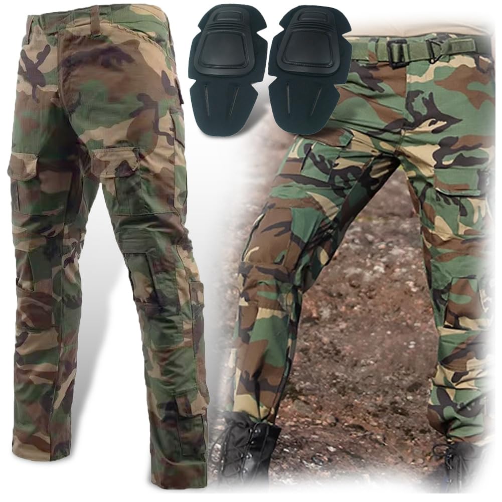 Esercito Militare tattico Airsoft Paintball Shooting Pantaloni da Combattimento da Uomo con Ginocchiere MCBK