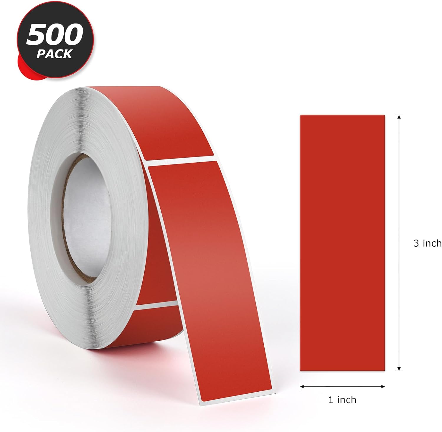 Red Rectangle Labels 3" x 1" Color Coding Stickers Roll 500 Pcs image 4